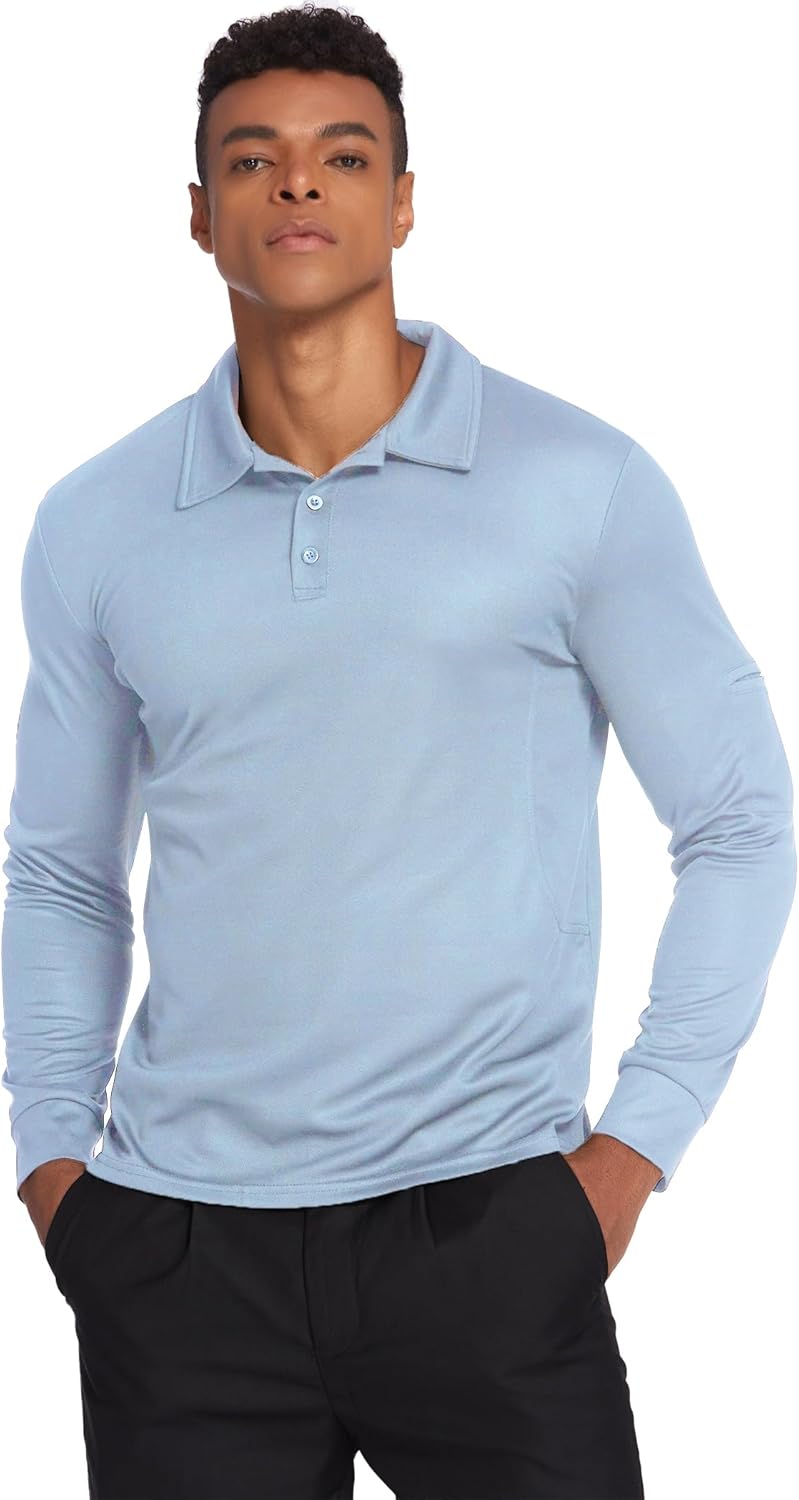 Deyeek Men's Polo Shirts Long Sleeve Golf Polo Shirts for Men Quick Dry UPF 50+ Sun Protection Polos Casual Collared Shirts