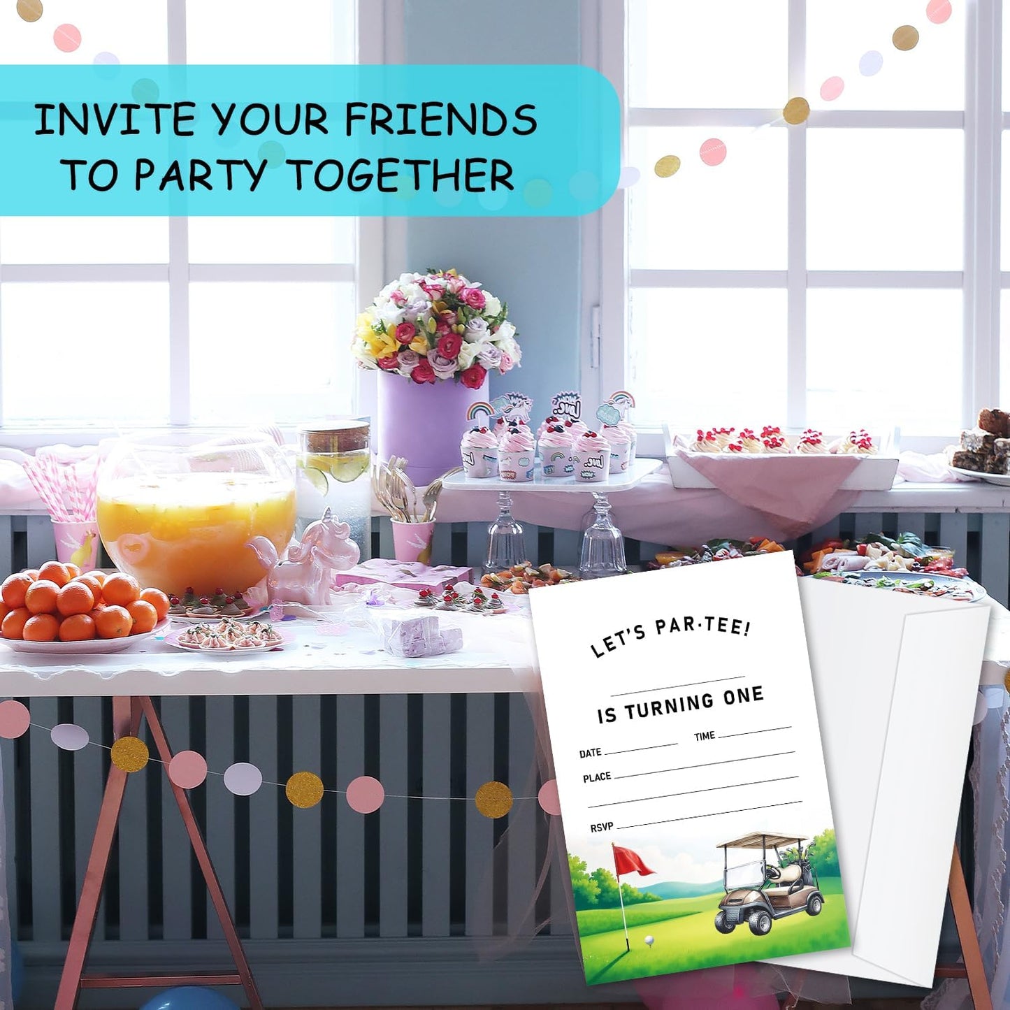 Let's Par-Tee Birthday Invitations, Golf Party Invitations, 20 Double-Sided Fill In Invitation with Envelopes for Adults Teens, Invitations Cards for Adults Birthday Party Decorations Favor - 16