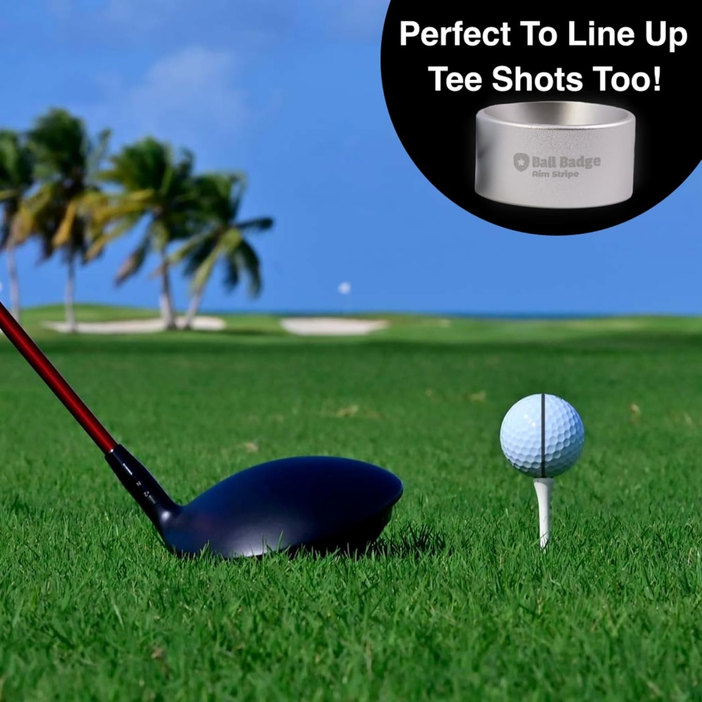 Ball Badge Aim Stripe - 360 Degree Golf Ball Line Marker Kit with Golf Bag Attachment for Perfect Alignment and Precision Putting