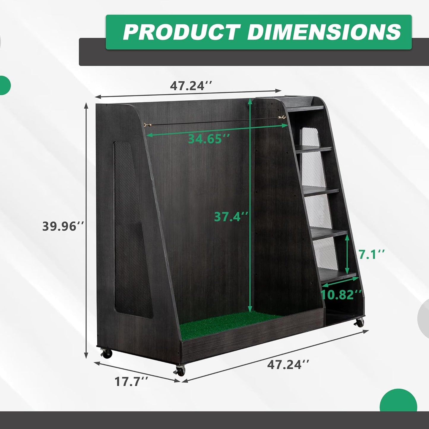 Golf Bag Organizer Storage Rack Stand Holder Fits 2 Extra Large Golf Club Bags and Multiple Golfing Equipment Accessories for Garage Home Simulator and Office