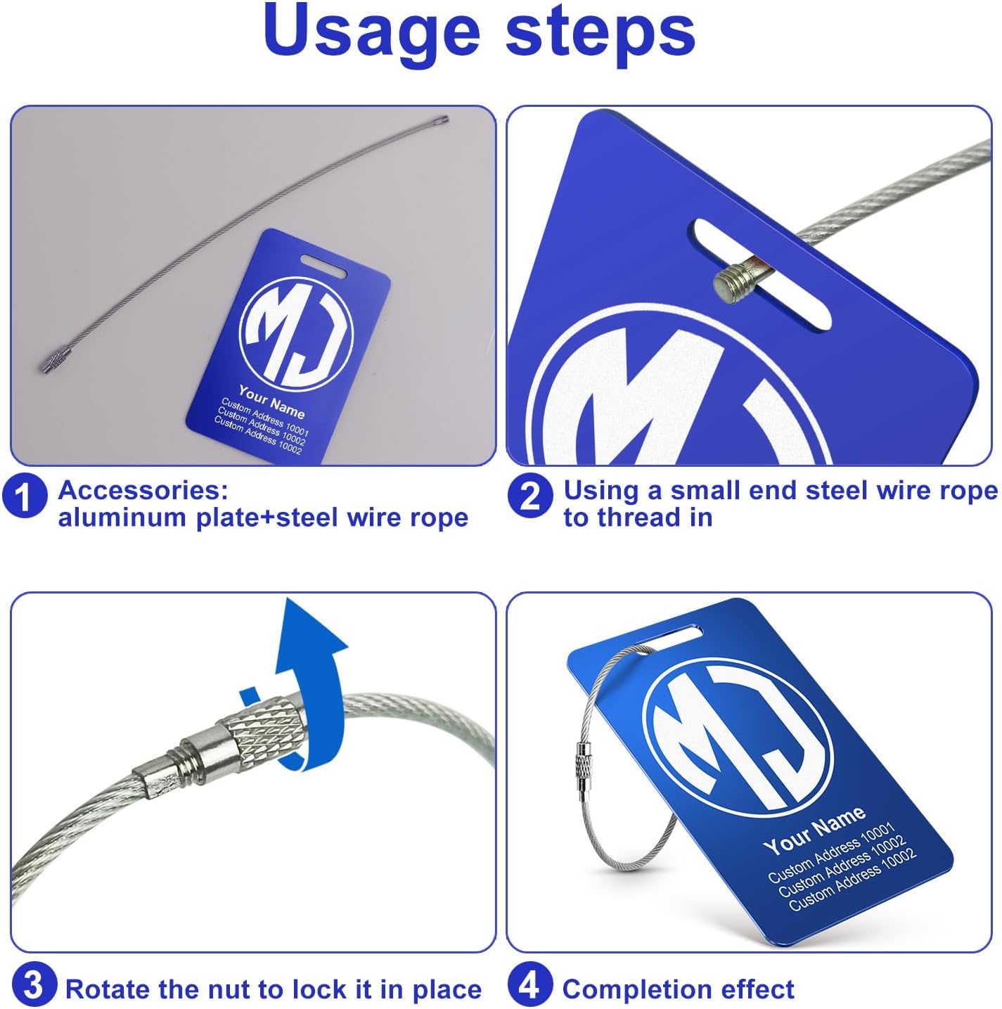 Personalized Metal Luggage Tags for Suitcases - Laser Engraved Monogram Custom ID Luggage Name Tag Pink Black - Travel Bag Backpack Tags for Kids Women Golf Baggage Accessories