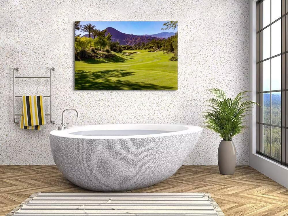 Beautiful Fairway At Indian Wells Golf Course Wall Art for Living Room Bedroom Bathroom Home Decorations Golf Course Canvas Prints Picture Poster Modern Artwork Framed Ready to Hang(28''H x 44''W)