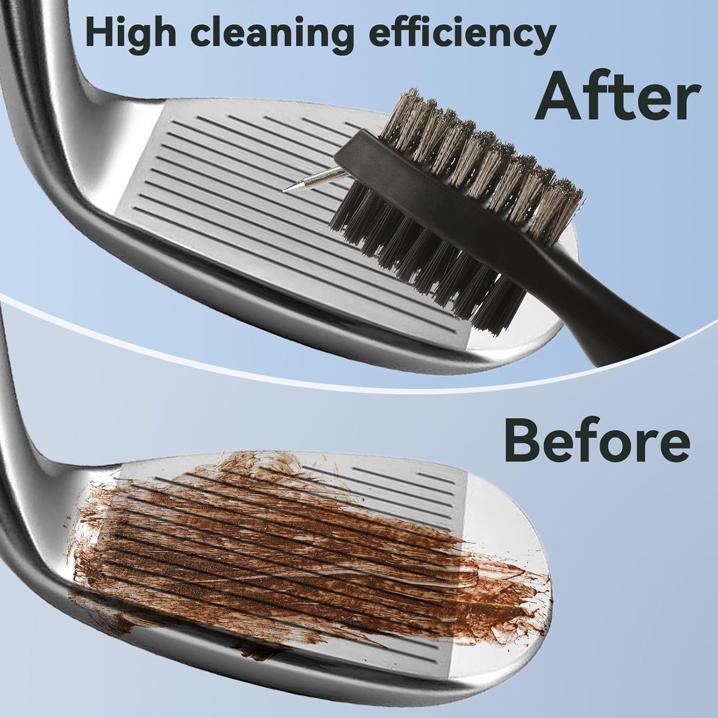 Aulock Golf Towel and Brush Set -16" x24" Microfiber Towels with Clip, Men Cleaning Kit with Golf Club Brush (2 Black Towels + 1 Brush + Golf Divot Tool)