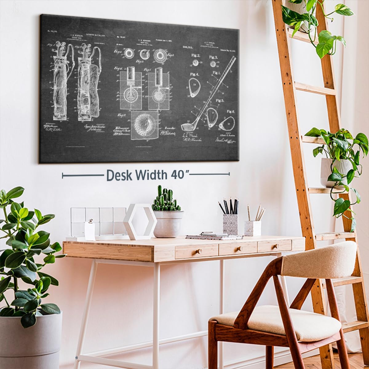 ElephantStock Golf Patents Canvas - 1 Panel Sports Patent Wall Art Decor - Sports Decorations for Boys Room - Wall Art and Office Decor - 48" X 32"