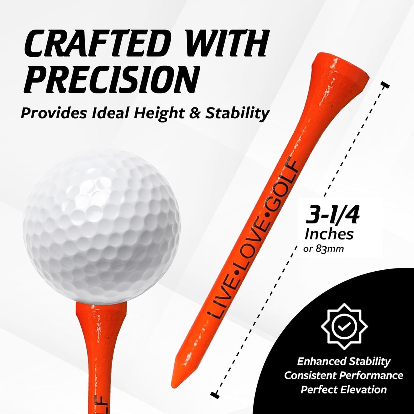 3 ¼ Bamboo Golf Tees, Customizable Golf Tees with Imprinted Messages, Essential Equipment & Ideal Gift for Golfers