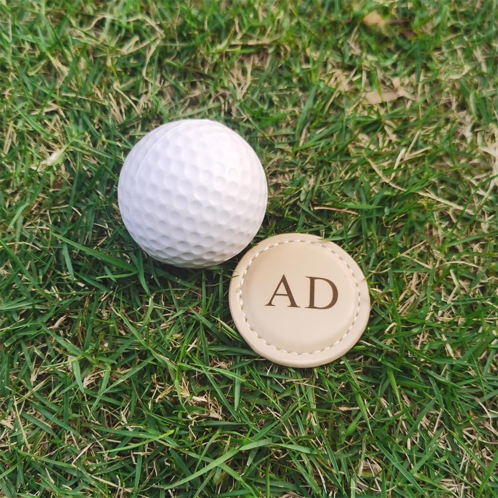 Personalized Golf Ball Markers, (Set of 2) Custom Magnetic Leather Golf Markers, Gift for Men Dad Husband