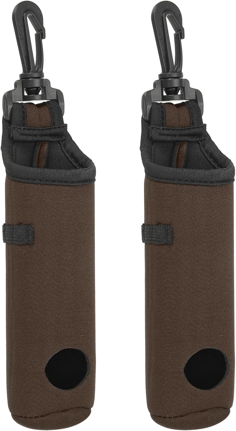 PATIKIL Golf Ball Carry Bag, 2 Pcs Golf Tee Holder Pouch Portable Neoprene Golf Ball Holder with Clip for Men and Women Storage Gifts, Brown