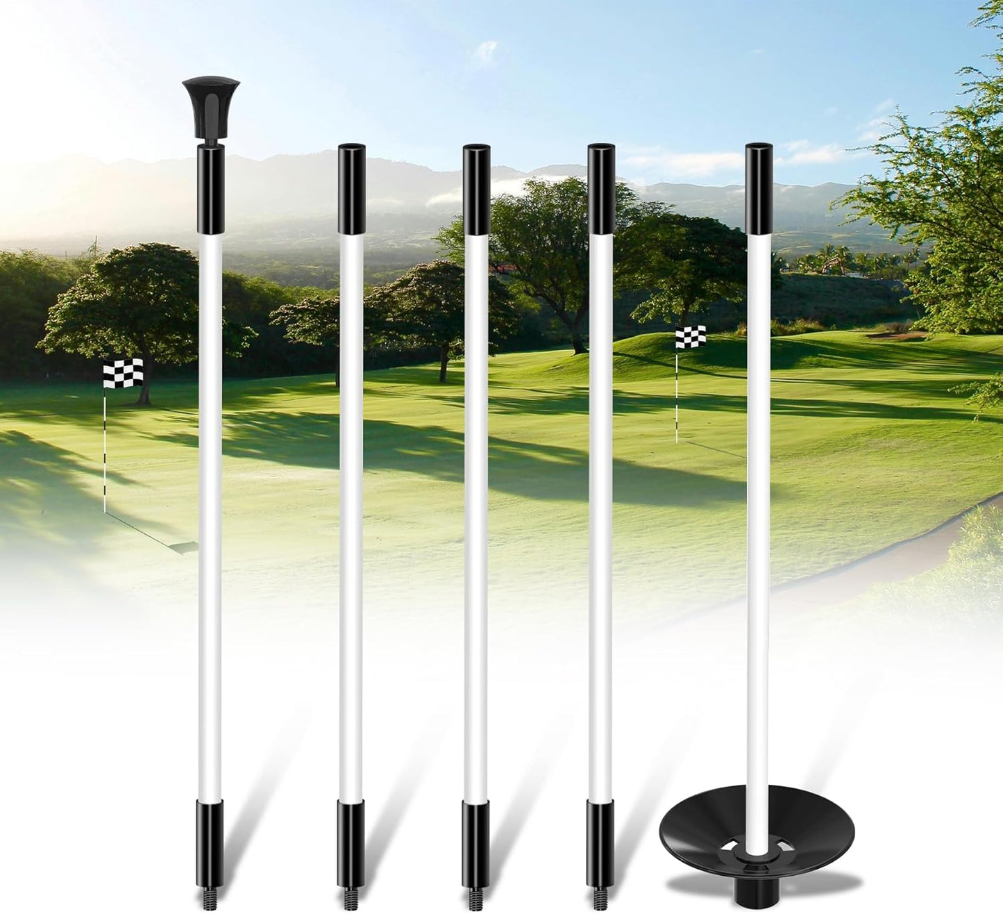 KINGTOP Golf Flagstick - Portable Design, Practice Putting Green Flag Stick for Yard, Club - Golf Pole Pin Flagpole, 3FT or 6FT Heights Available