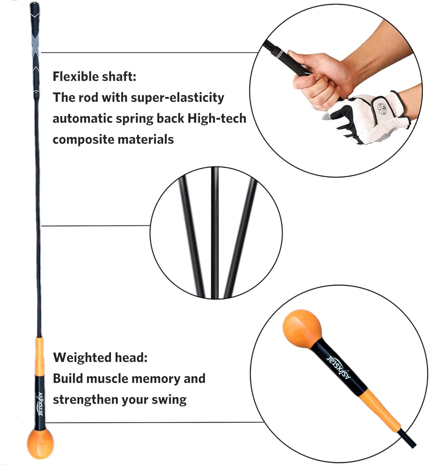 Golf Swing Trainer Aid - Power Flex Golf Swing Training aid for Strength and Tempo Golf Swing Speed Trainer Golf Training aid Golf Warm up Stick
