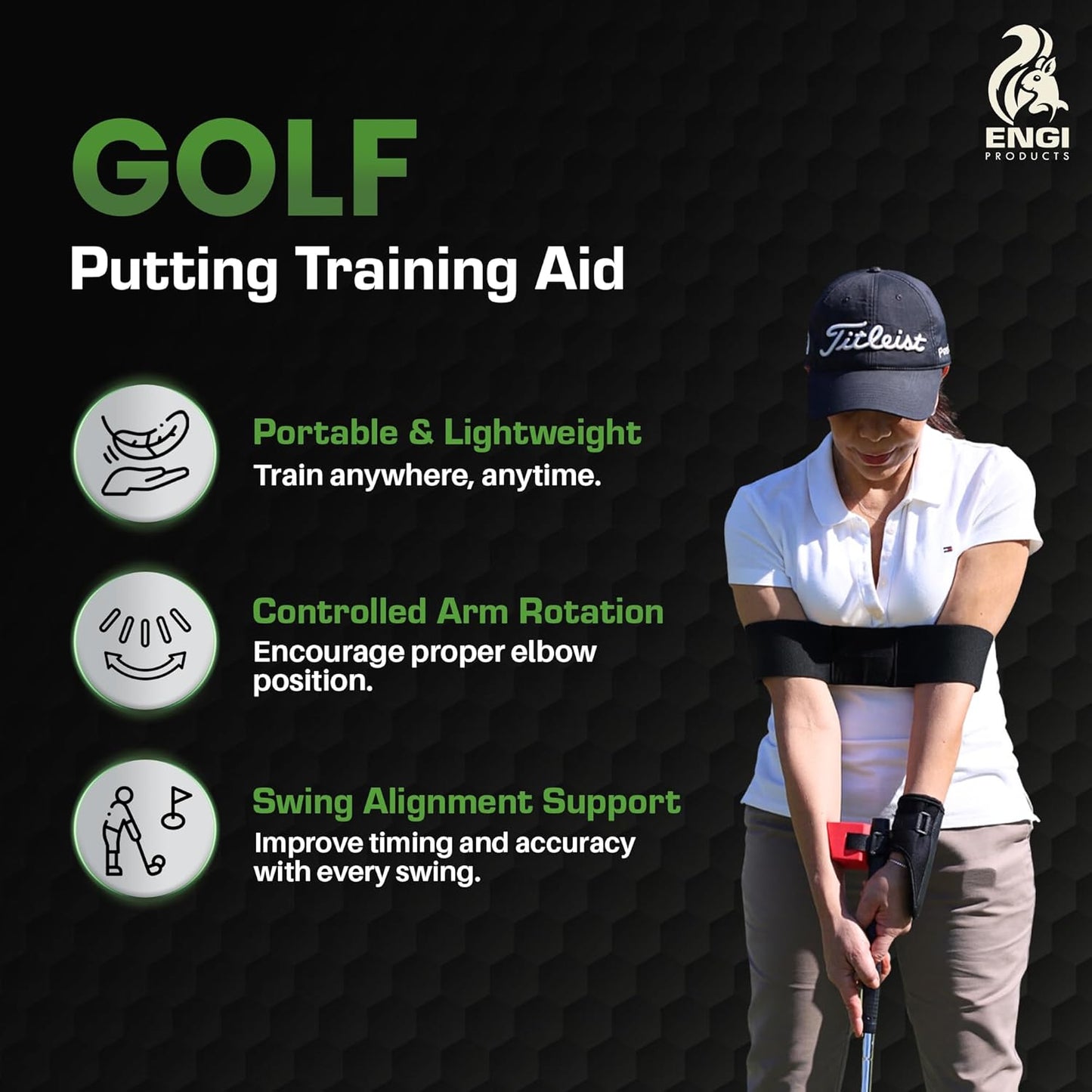 ENGI Golf Training Aid Kit to Improve Posture, Accuracy & Wrist Angle - Includes Golf Wrist Training Aid and Golf Swing Training Aid
