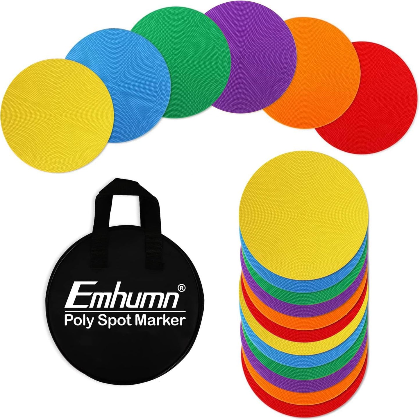 4inch & 9inch Poly Spot Markers for Agility Dot for Gym/PE Training, Dance, 6/12/24 Pcs Round Multiple Color & Size Rubber Non-Slip Spot Marker for Games, Floor Dots and Sport Activities