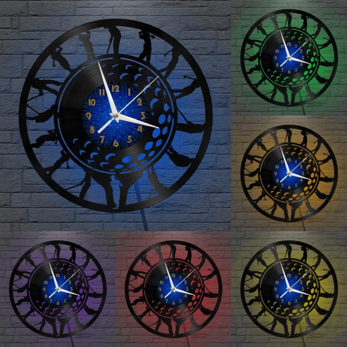 Generic Golf 2 Decoration Vinyl Wall Clock, Vinyl Record Clock Wall Art Silent & Non-Ticking(12 inchs B-LED), Blue