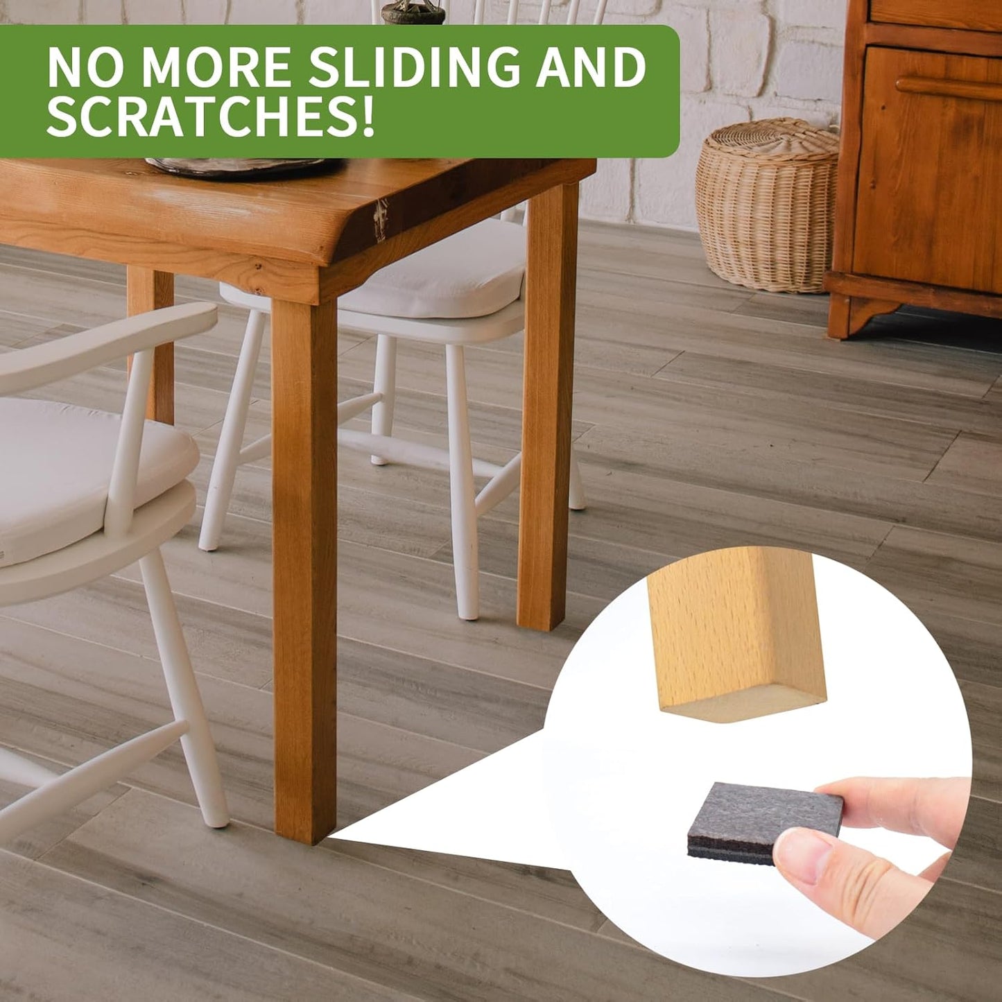 Non Slip Furniture Pads 24 PCS 1 1/2'' Square - Anti Slip Furniture Pads - Self Adhesive Rubber Feet Furniture Feet - Chair Leg Floor Protectors - Keep Furniture in Place