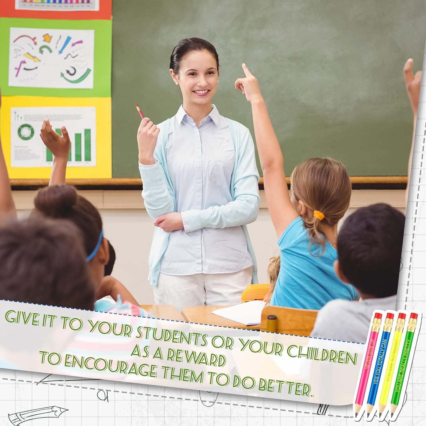 Tinlade 72 Pcs Inspirational Golf Pencils with Erasers for Kids Bulk Presharpened Neon Mini Quotes Half Pencils Back to School Students Gifts from Teacher for School Office Graduation Supplies