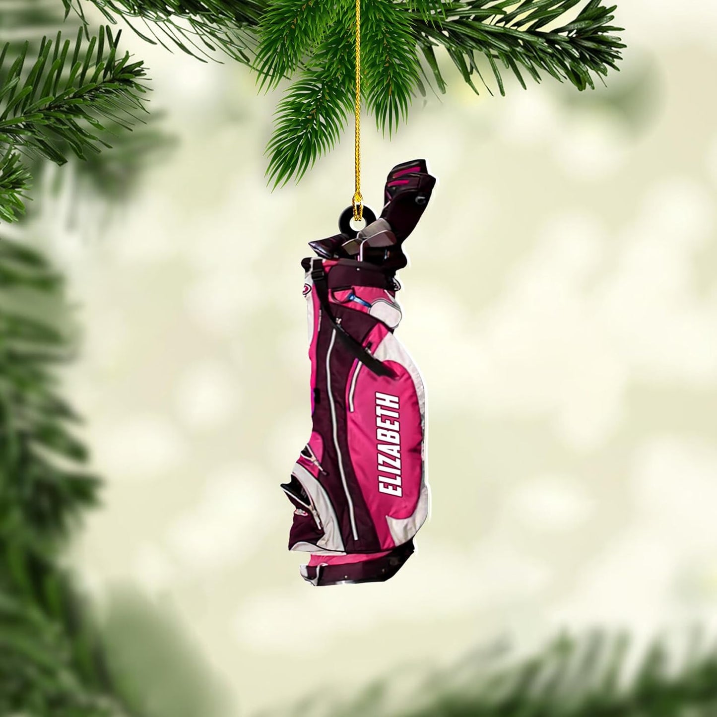 Personalized Golf Ornaments for Christmas Tree 2025 Custom Golf Christmas Ornament Golfing Bag Ornament Sports Golf Cart Ornaments Gift for Golfer Bag Golfing Lovers Hanging Decoration (G9)