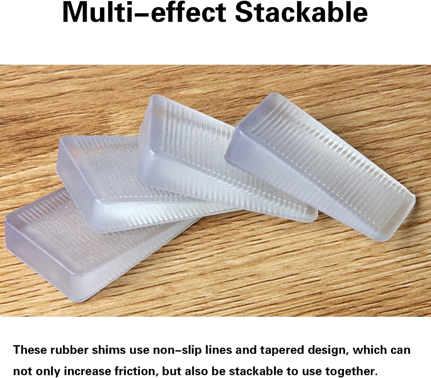 8 Pcs Clear Shims, Shims for Leveling Furniture, Trimmable Hard Wedges Table Shims, Plastic Wedge Toilet Shim, Furniture Leveler Wedges, Rubber Texture, Perfect for Level Uneven Doors, Floors