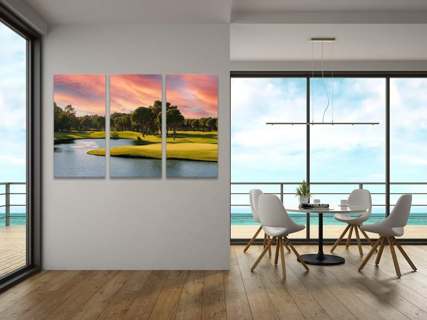 Sunset Golf Course Canvas Wall Art for Living Room Bedroom Bathroom Home Decorations Golf Wall Decor for Office Framed Artwork Canvas Prints Ready to Hang(12''W x 24''H x3)