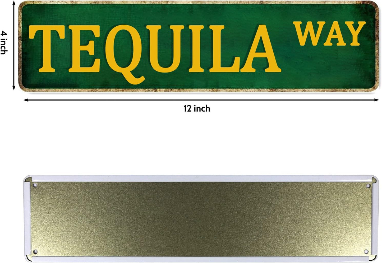 Funny Tequila Way Street Tin Sign - Vintage Metal Wall Decor for Home Bar - 4x16 Inch