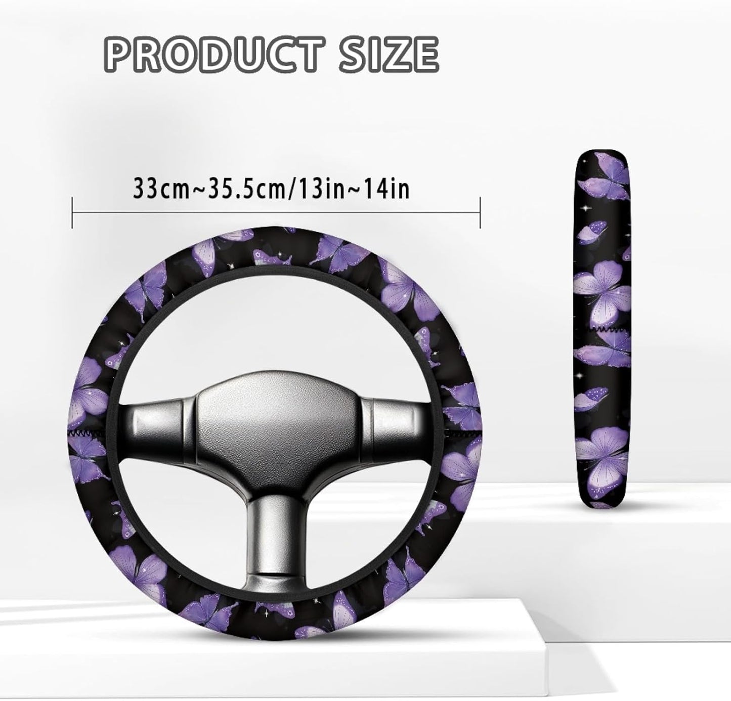 Purple Butterfly Golf Cart Steering Wheel Cover 13 Inch - 14 Inch Club Cars Wheel Covers Universal Golf Cart Accessories Great Gifts for Golfer