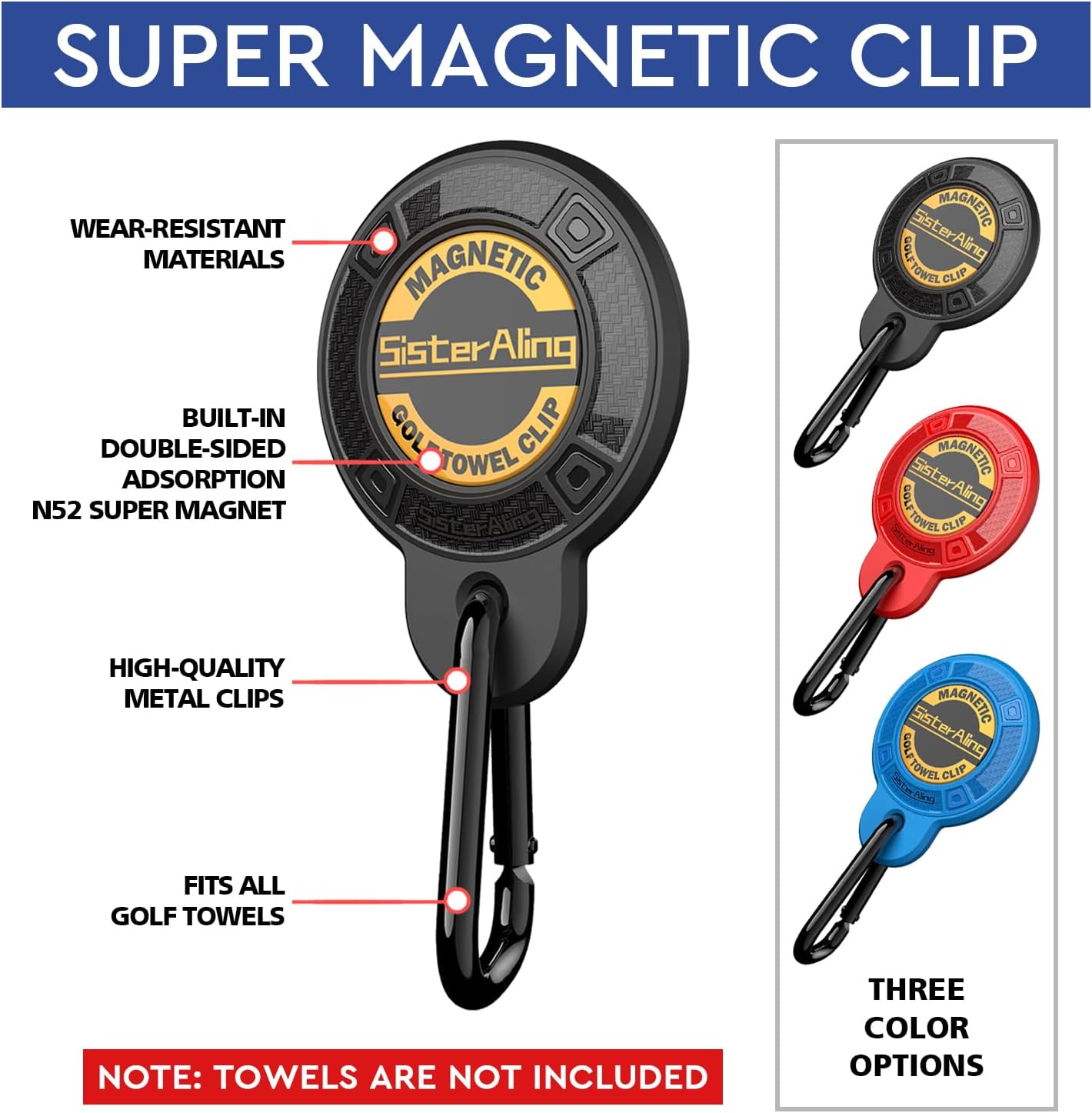 Magnetic Clip for Golf Towel,Removable Industrial Magnetic Accessories Design for Strong Hold to Golf Carts or Clubs