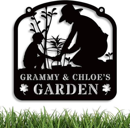 Personalized Family Garden Metal Sign, Custom Gift for Parents, Grandparents,Garden Decor