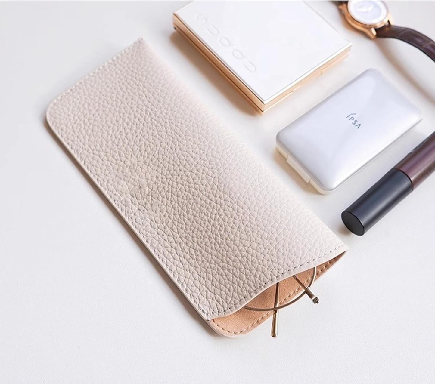 Mirkcittle Cases for eyeglasses 2 Pack Soft Leather for Women Men Fashion PU Sunglasses Pouch Portable Travel Glasses Cases