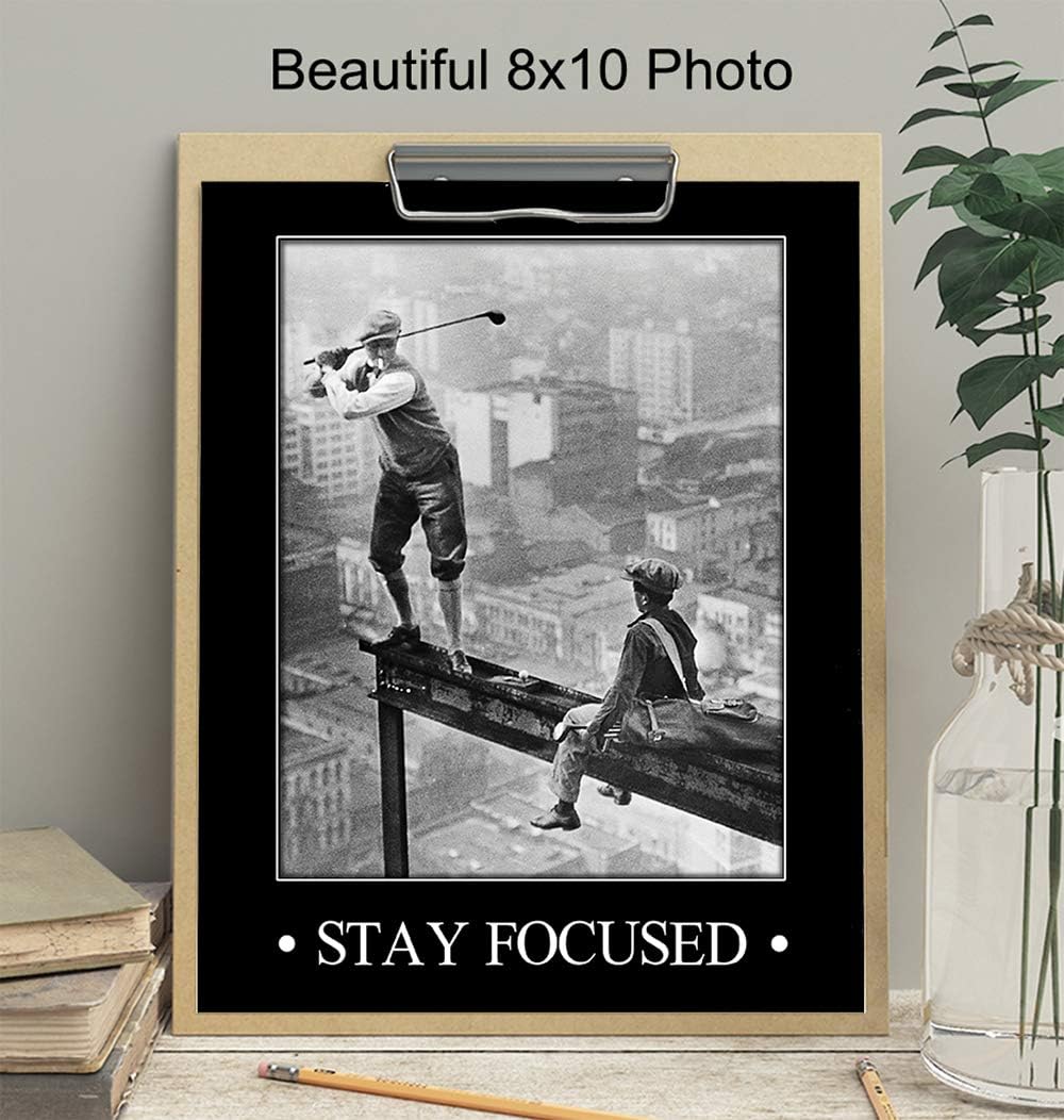 Motivational, Inspirational Art Print - Vintage Golf Wall Art Poster- Chic Rustic Home Decor for Bedroom, Den, Man Cave, Game Room, Office - Great Easy Gift for Golfers - 8x10 Photo- Unframed