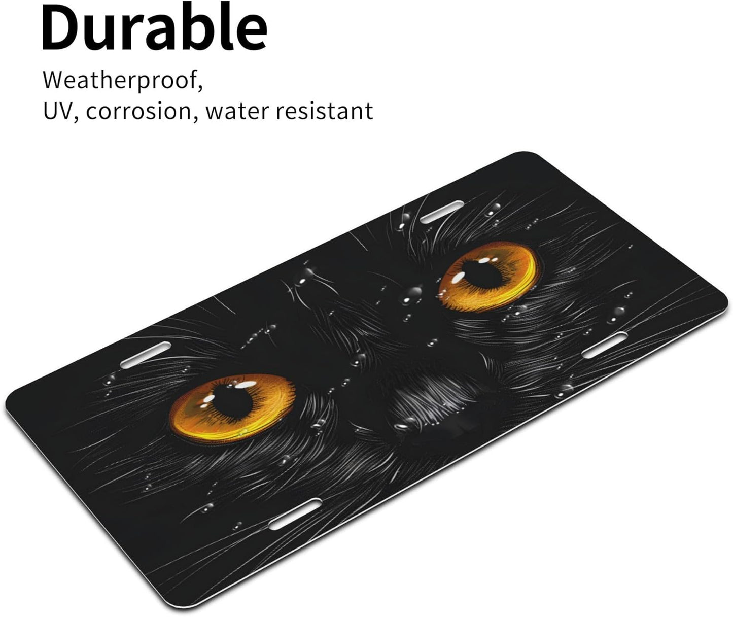 Animal Cat Eyes License Plate Funny Aluminum Front License Plates Decorative Waterproof Rust-Free Metal Car Plate Covers for Women Men Car Tag Accessories fit Truck SUV Rv 12 X 6 in