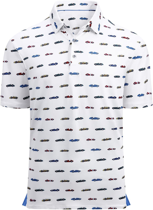 Alex Vando Mens Hawaiian Golf Shirt Moisture Wicking Digital Print Golf Shirts for Men