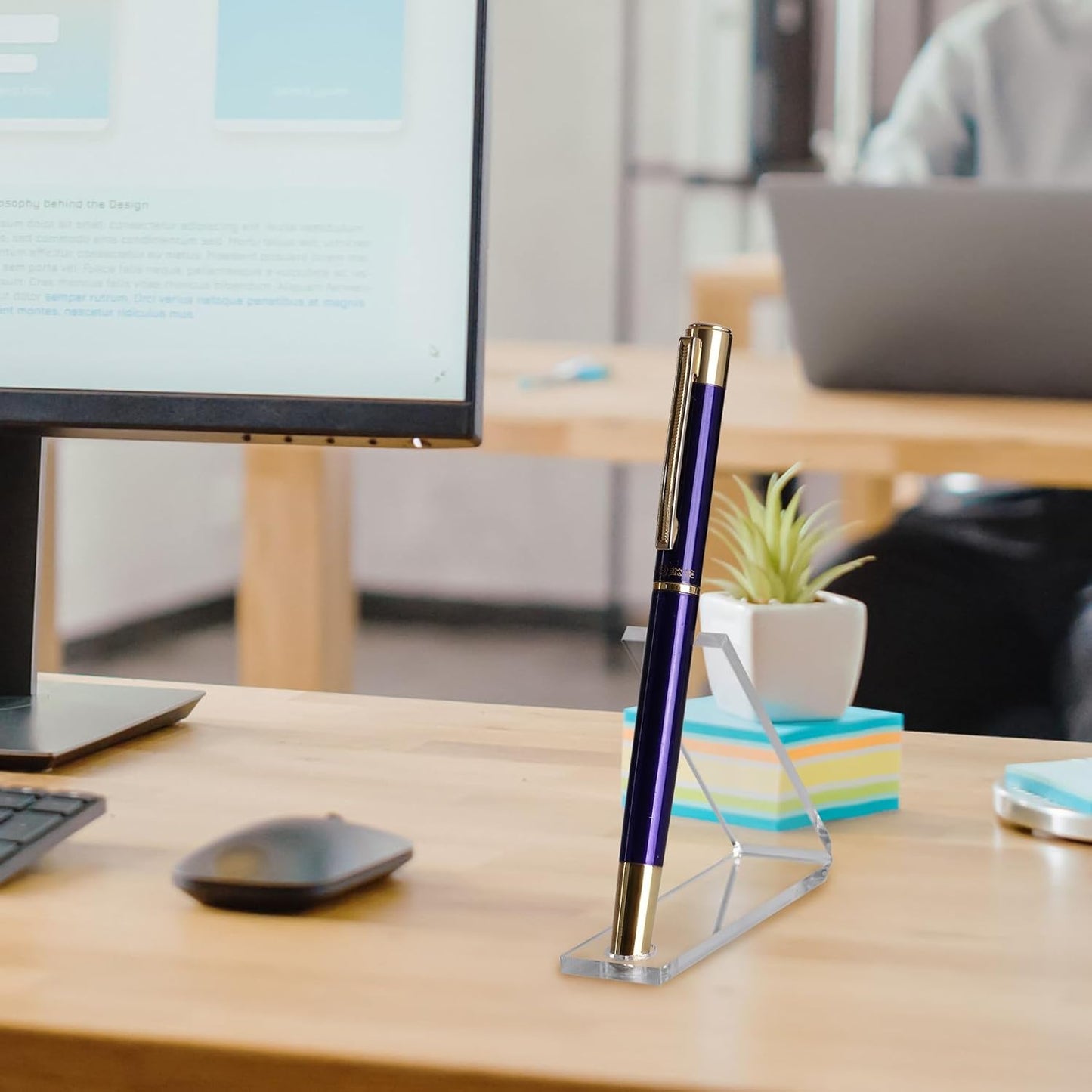 4 Pieces Acrylic Pen Holder Display Stand Transparent Makeup Brush Rack Organizer Clear Pen Stand Paintbrush Drying Rack for Home School Office or Store Use