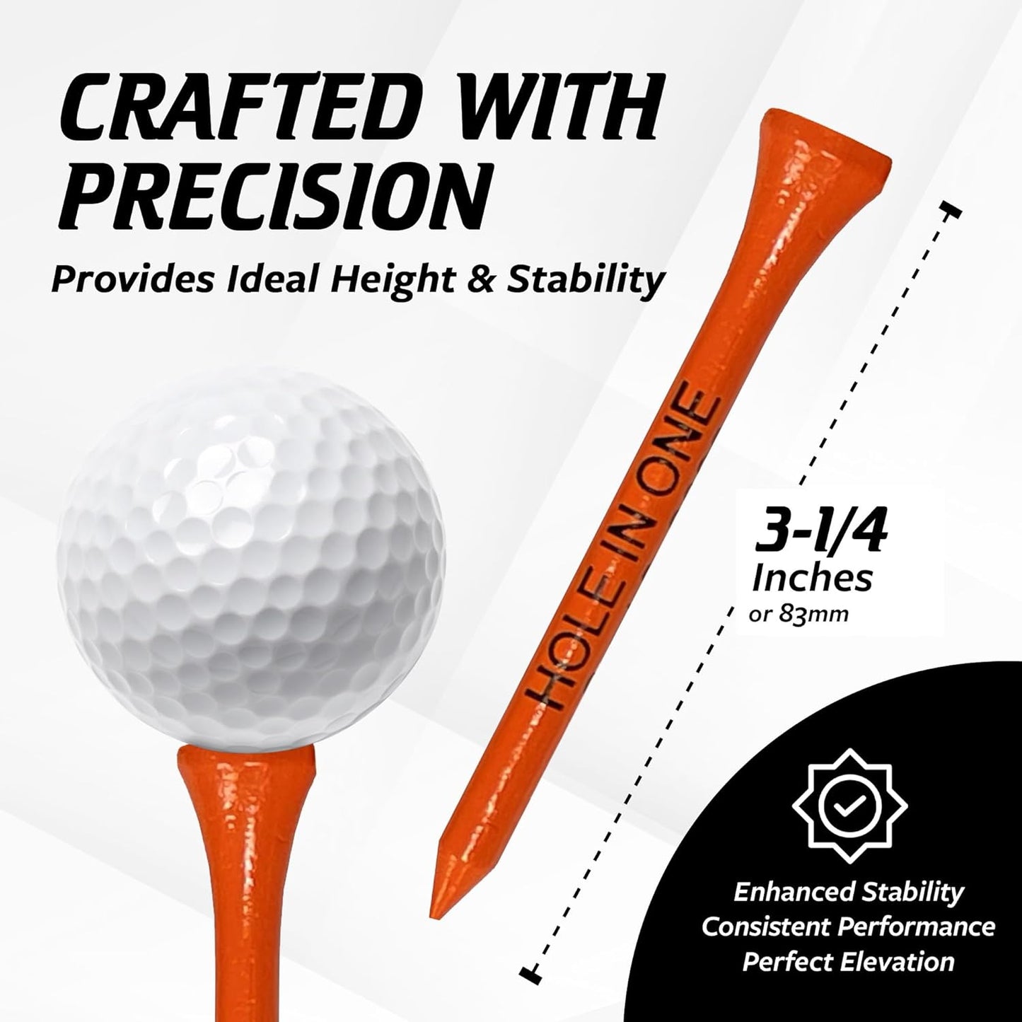 3 ¼ Bamboo Golf Tees, Customizable Golf Tees with Imprinted Messages, Essential Equipment & Ideal Gift for Golfers