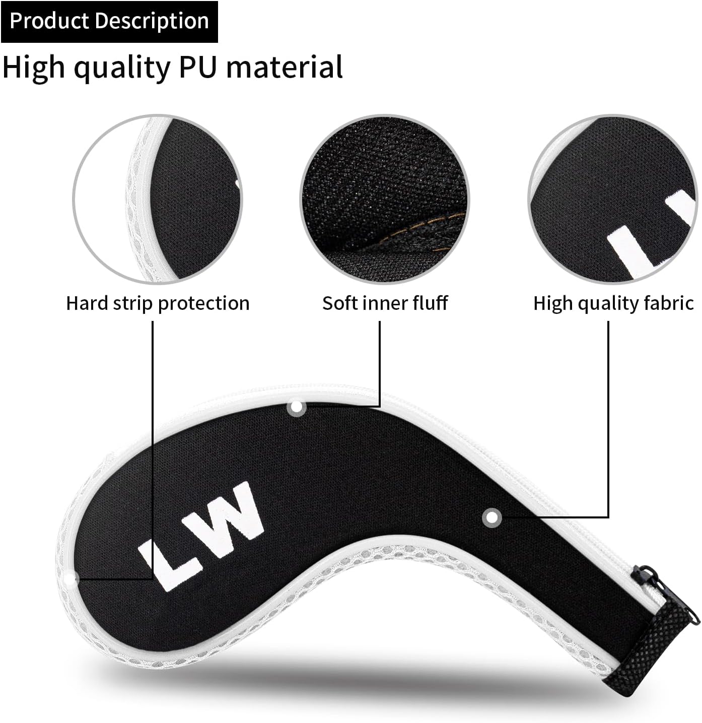 Golf 12pcs Thick Synthetic Golf Iron Head Covers Set Headcover Fit All Brands Callaway Ping Taylormade Cobra Etc. Also Custom Name