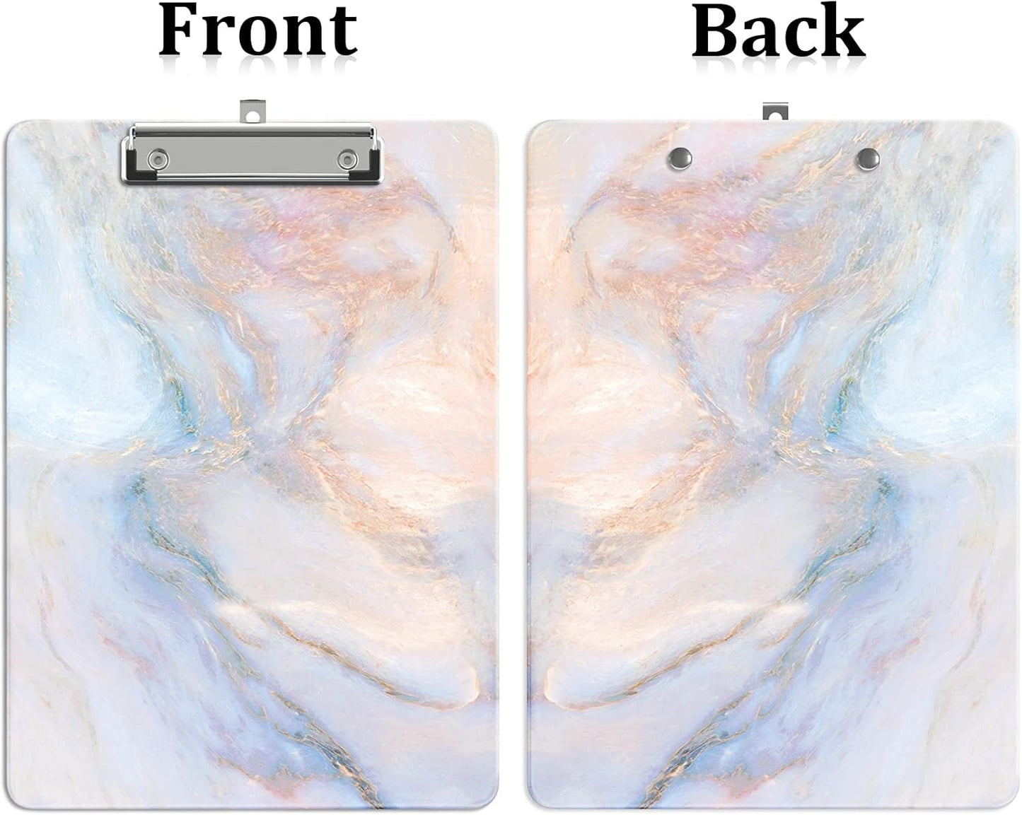 Plastic A4 Clipboards, Cute Clip Board Stardard Letter Size 9 x 12.5 in, Office Decorative for Students Women Men and Kids, Cute Marble