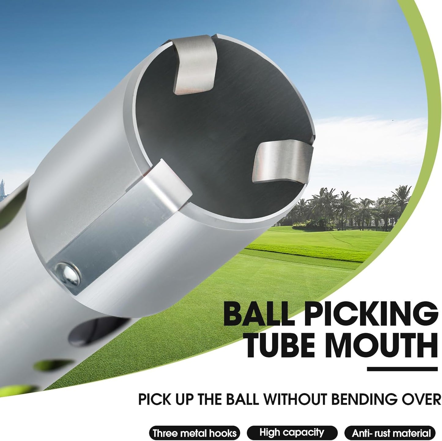 Golf Ball Shag Tube Professional Golf Ball Picker Upper Aluminum Golf Ball Retriever Collector Practice Pick-up Sucker Tool