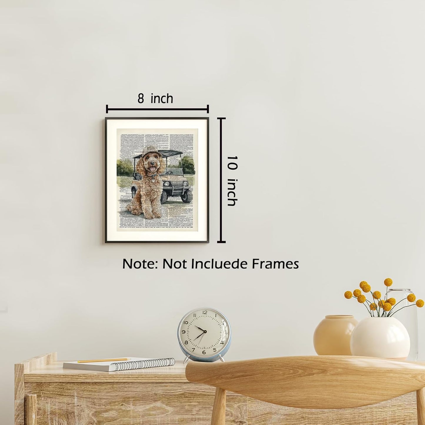 KSDUT Vintage Dog Golf Wall Decor Art Set of 4 - Retro Poodle Artwork Poster Prints Golf Club Wall Decor Golf Gifts Wall Art for Nursery Sports Room Dorm Decorations - 8"x10" Unframed