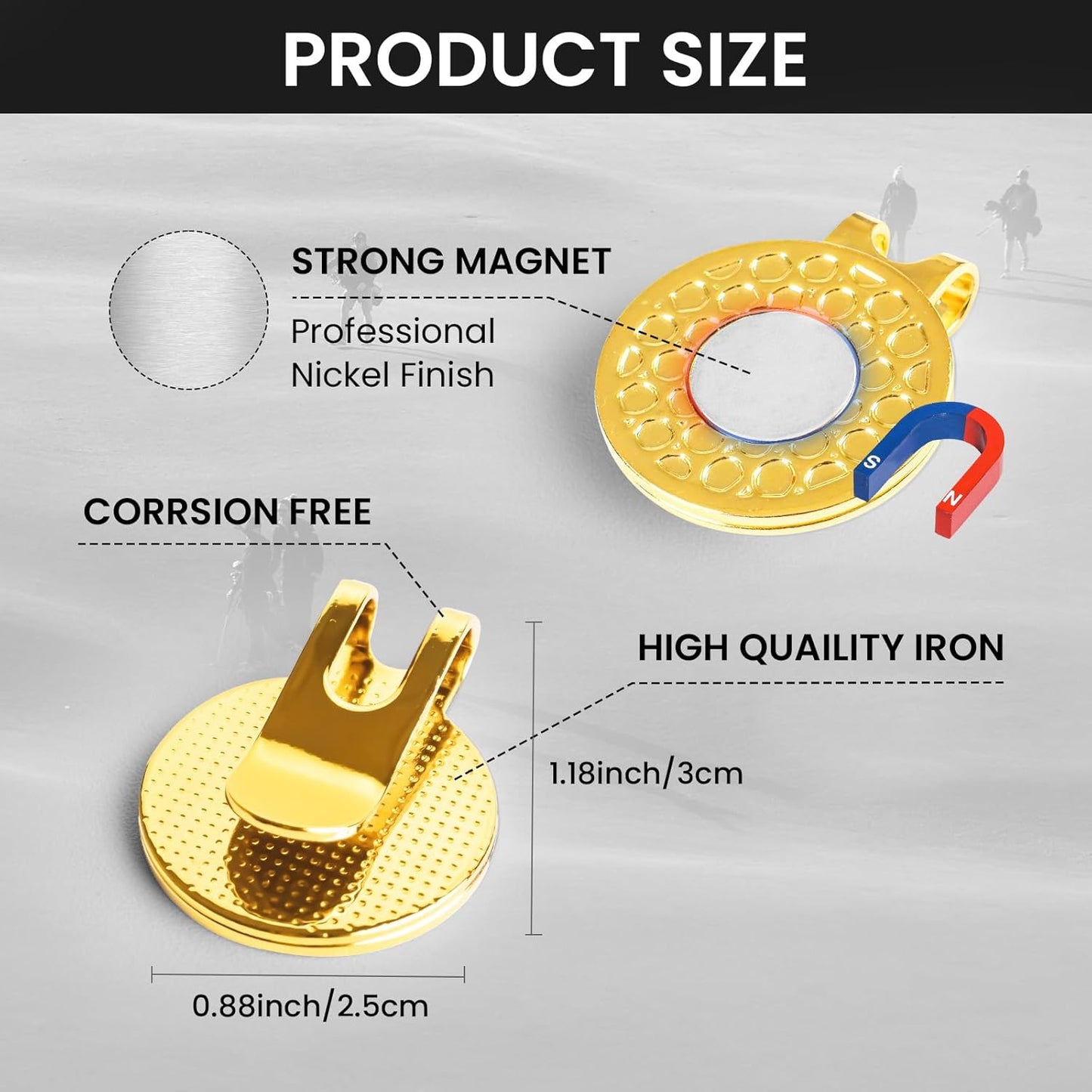 Amy Sport Strong Magnet Golf Ball Marker Hat Clip Value Pack 20/40, Compact & Durable Marker Holders Easily Attach to Golf Cap or Belt, Gold & Silver Accessories for Men Women Kids