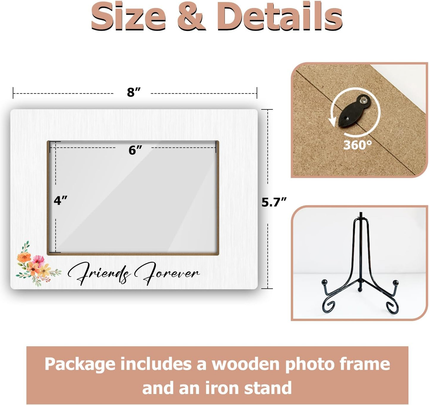Friends Picture Frame Graduation Frienship Gifts, Friend Photo Frame Bridal Shower Gift Friendship Picture Frame 4 x 6 Photo/10