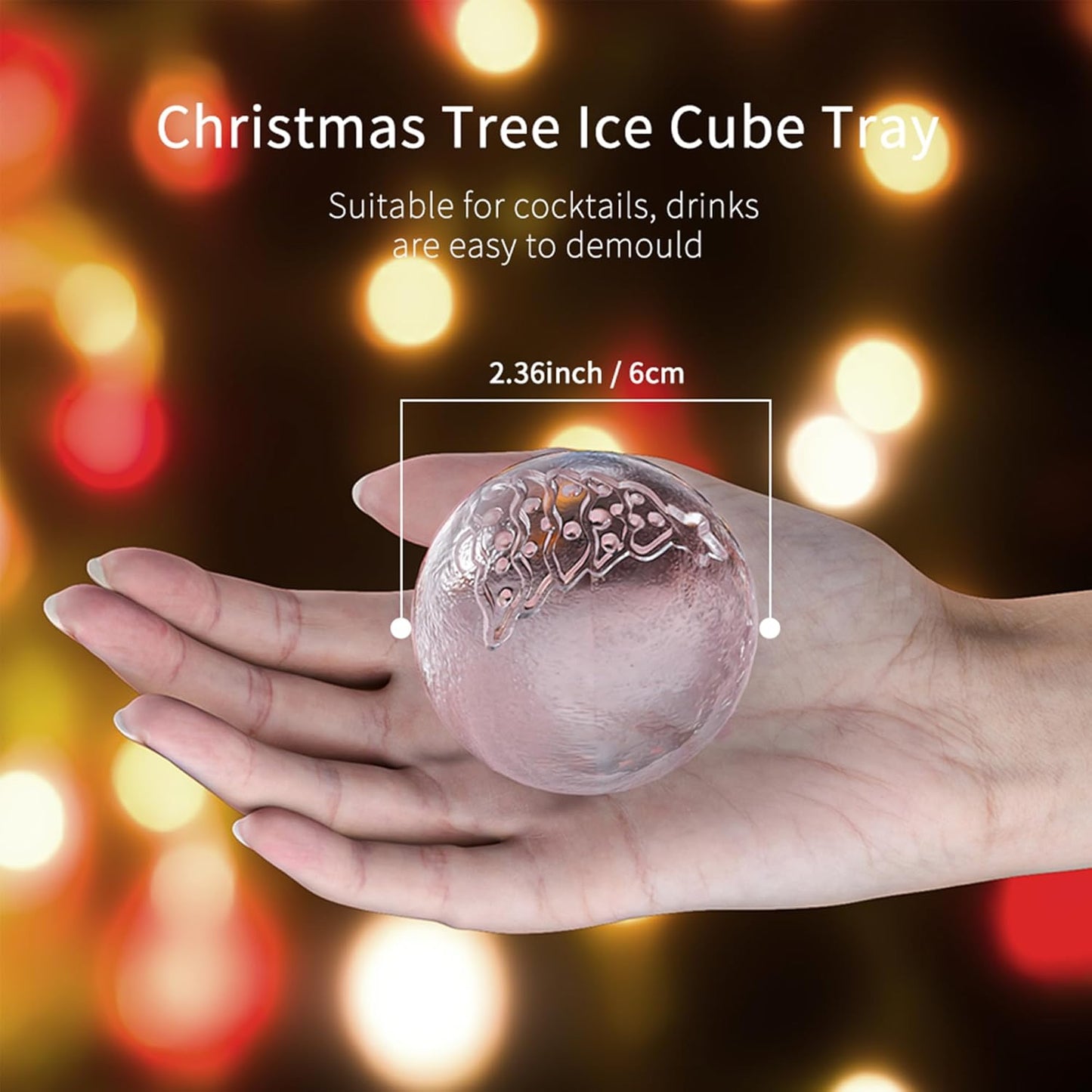 Novelty Christmas Tree Snowflake Ice Ball Maker Mold Set of 2, Christmas Ornament Ice Molds, 2.4" Large Holiday Round Whiskey Ice Cube Mold for Bourbon, Cocktails, Gifts for Men