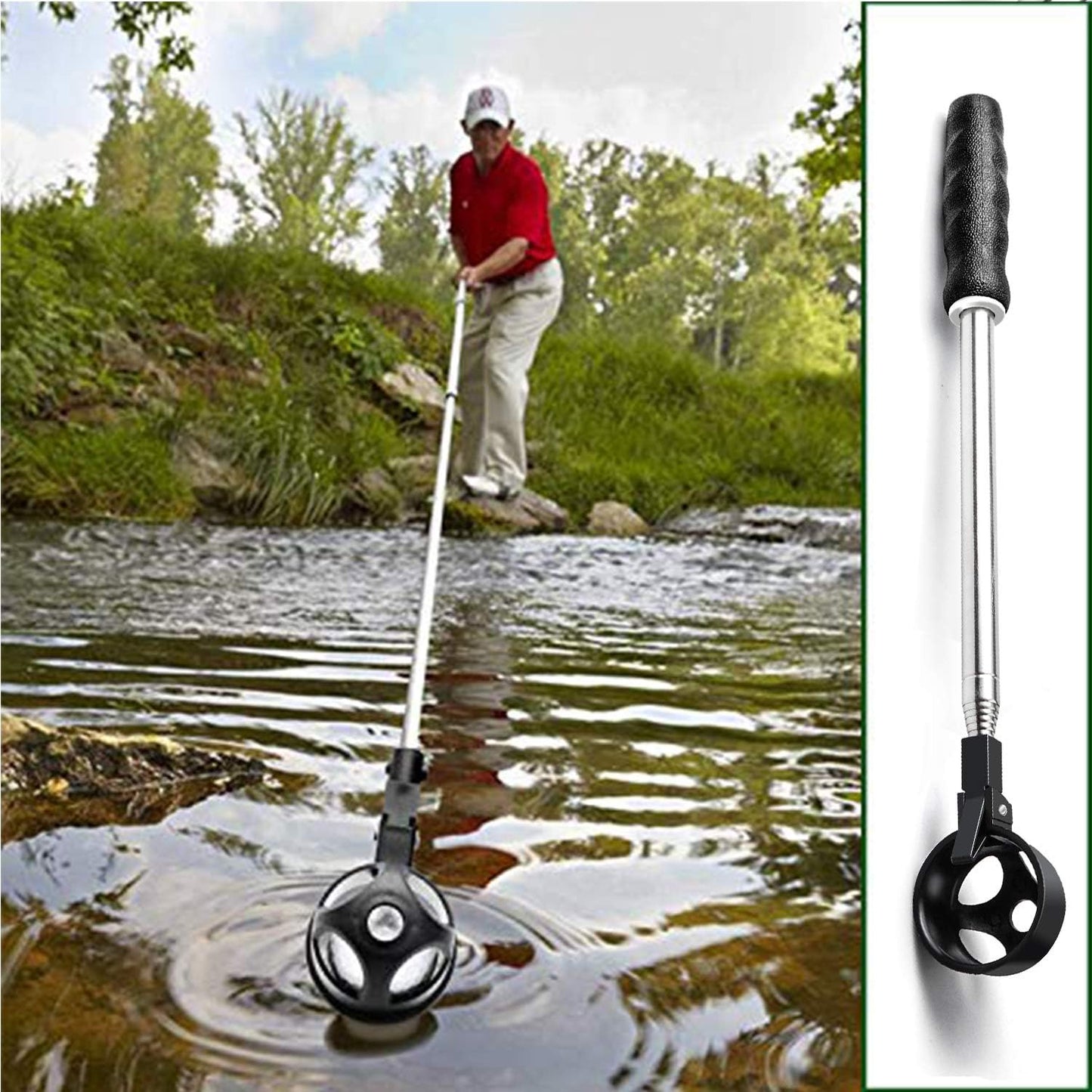 prowithlin Golf Ball Retriever, Golf Balls Retrievers Telescopic for Water with Automatic Locking Scoop, Balls Retriever Tool Golf with Grabber Tool, Golf Accessories Golf Gift for Men