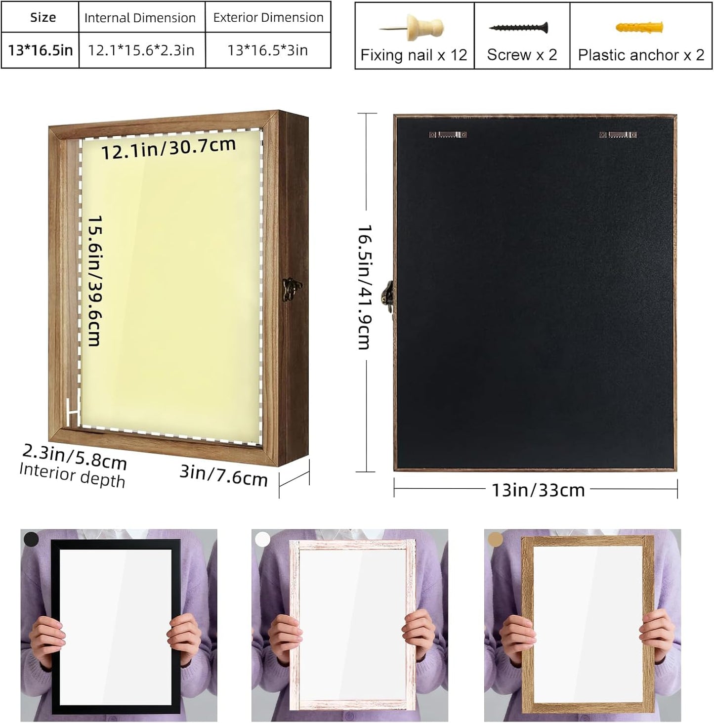 TJ.MOREE Shadow Box Display Case 13 x 16 Flowers Shadow Box Frame with Glass Window Picture Frame Wedding Bouquet Memorabilia Medals Photos Memory Box for Keepsakes