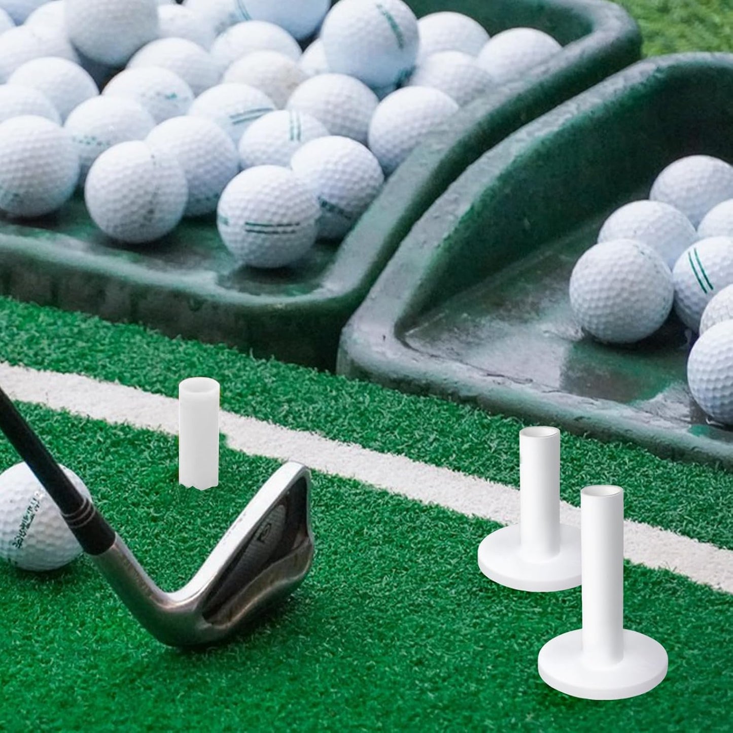 Rubber Golf Tees for Mats,Unbreakable Stable Driving Range Tees for Golf Simulator Practice Mats,5-Piece Mixed Size Set(White)