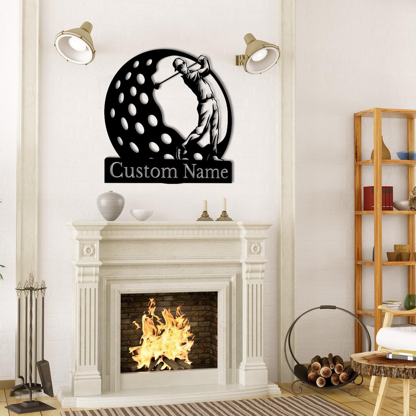 Personalized Custom Crossed Golf Metal Wall Art,Personalized Golfer Name Sign Decoration For Room,Hole Golf Club Decoration(Style-3)