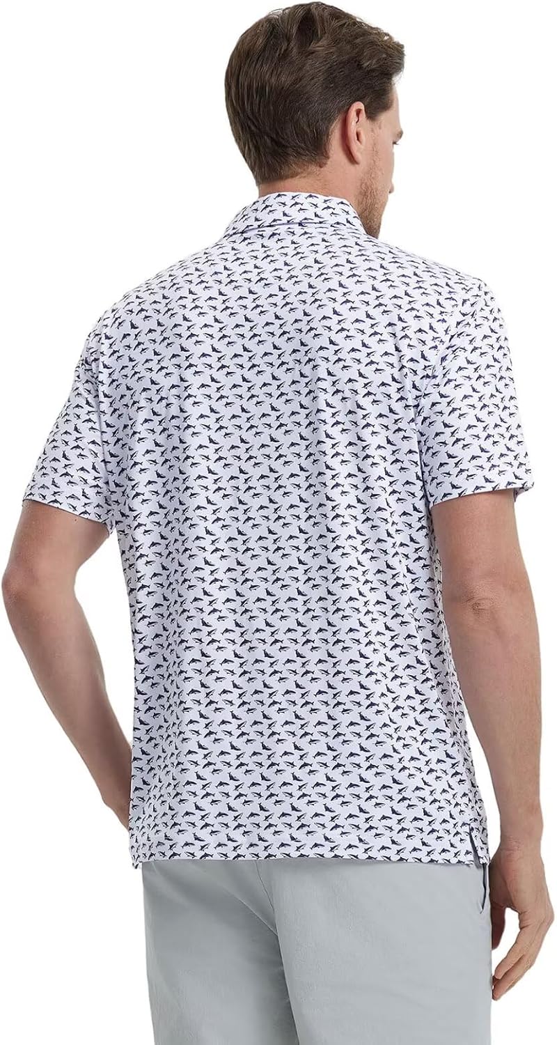 M MAELREG Mens Golf Shirt Short Sleeve Dry Fit Print Moisture Wicking Performance Patterns Collared Polo Shirt