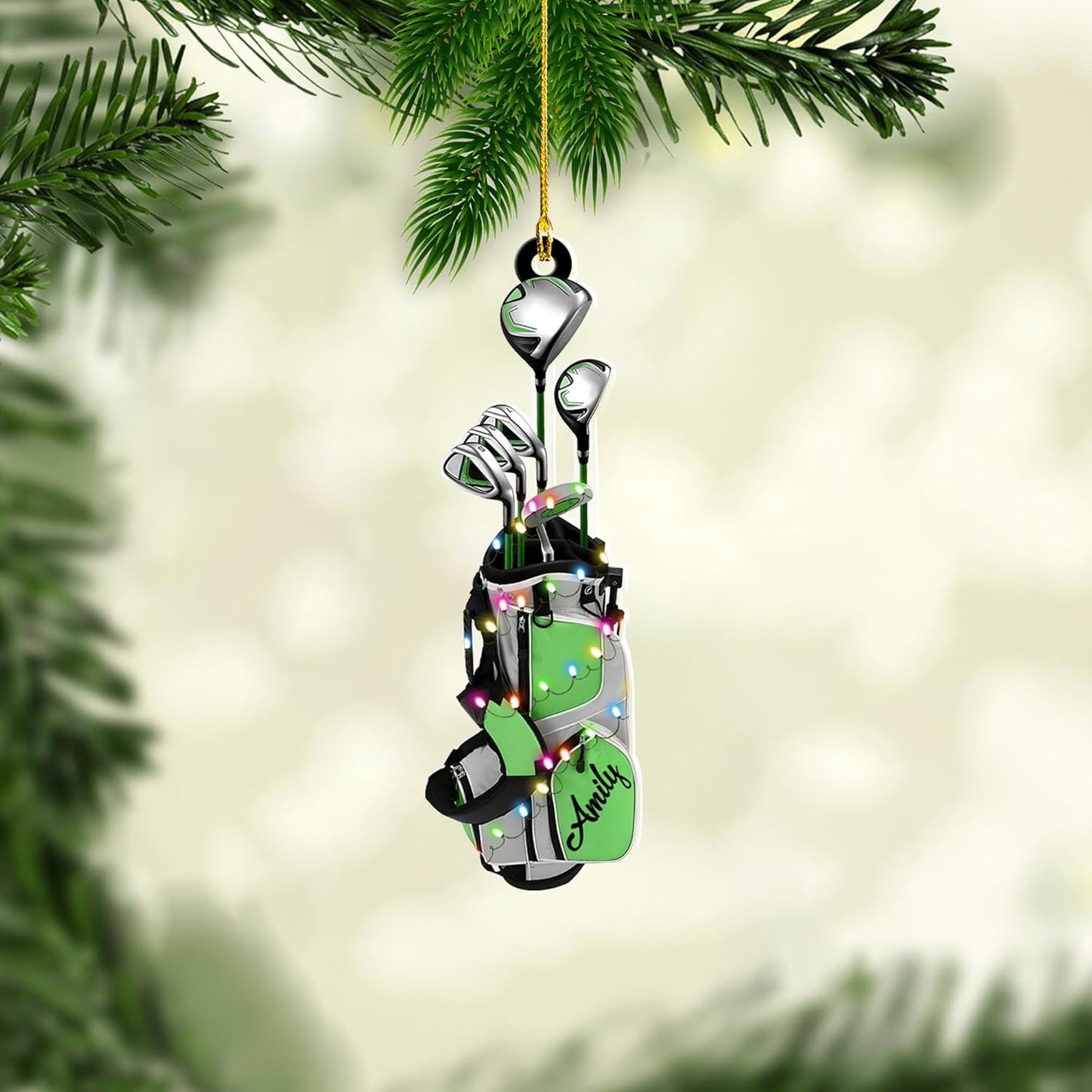 Personalized Golf Ornaments for Christmas Tree 2025 Custom Golf Christmas Ornament Golfing Bag Ornament Sports Golf Cart Ornaments Gift for Golfer Bag Golfing Lovers Hanging Decoration (G6)