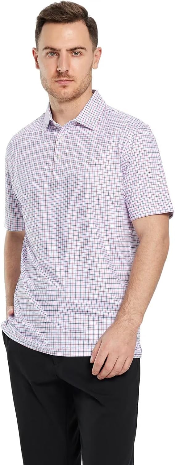 Golf Shirts for Men Dry Fit Short Sleeve Print Performance Moisture Wicking Polo Shirt