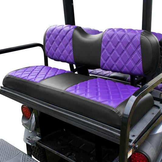 NOKINS Golf Cart Seat Covers Fit Club Car Precedent/DS/EZGO RXV/TXT/Yamaha Drive Aftermarket Standard Rear Seat Cushion, No Stapler, Multiple Colors&Breathable (Purple&Black)
