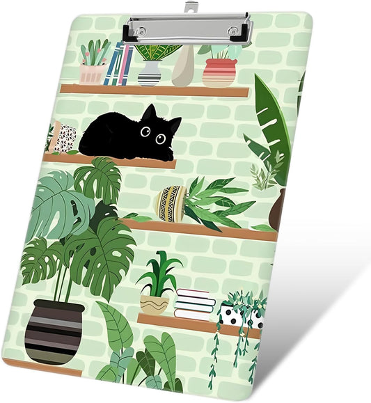 Plastic A4 Clipboards, Cute Fashion Clipboard Decorative, 12.2" x 8.7" Standard A4 Size Clipboards, Plastic Acrylic Clipboard for Teacher, Social Worker, Students,Women, Office Supplies(Black Cat)
