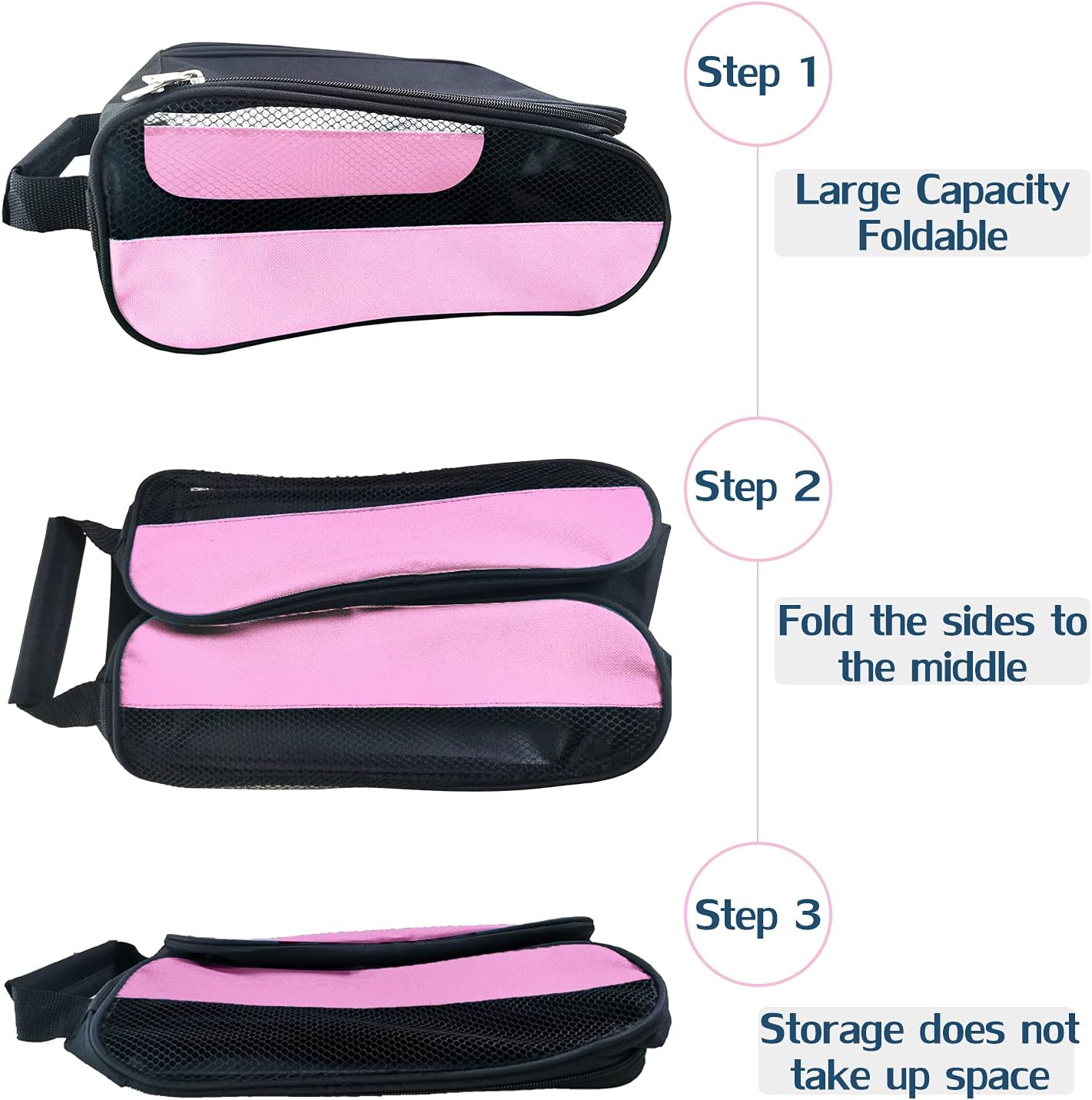 Golf Shoe Bag, Golf Shoes Bags Men/Women Outdoor Zippered Carrier Bags with Ventilation Sport Shoes Bag Travel Shoe Bags (Light Pink)