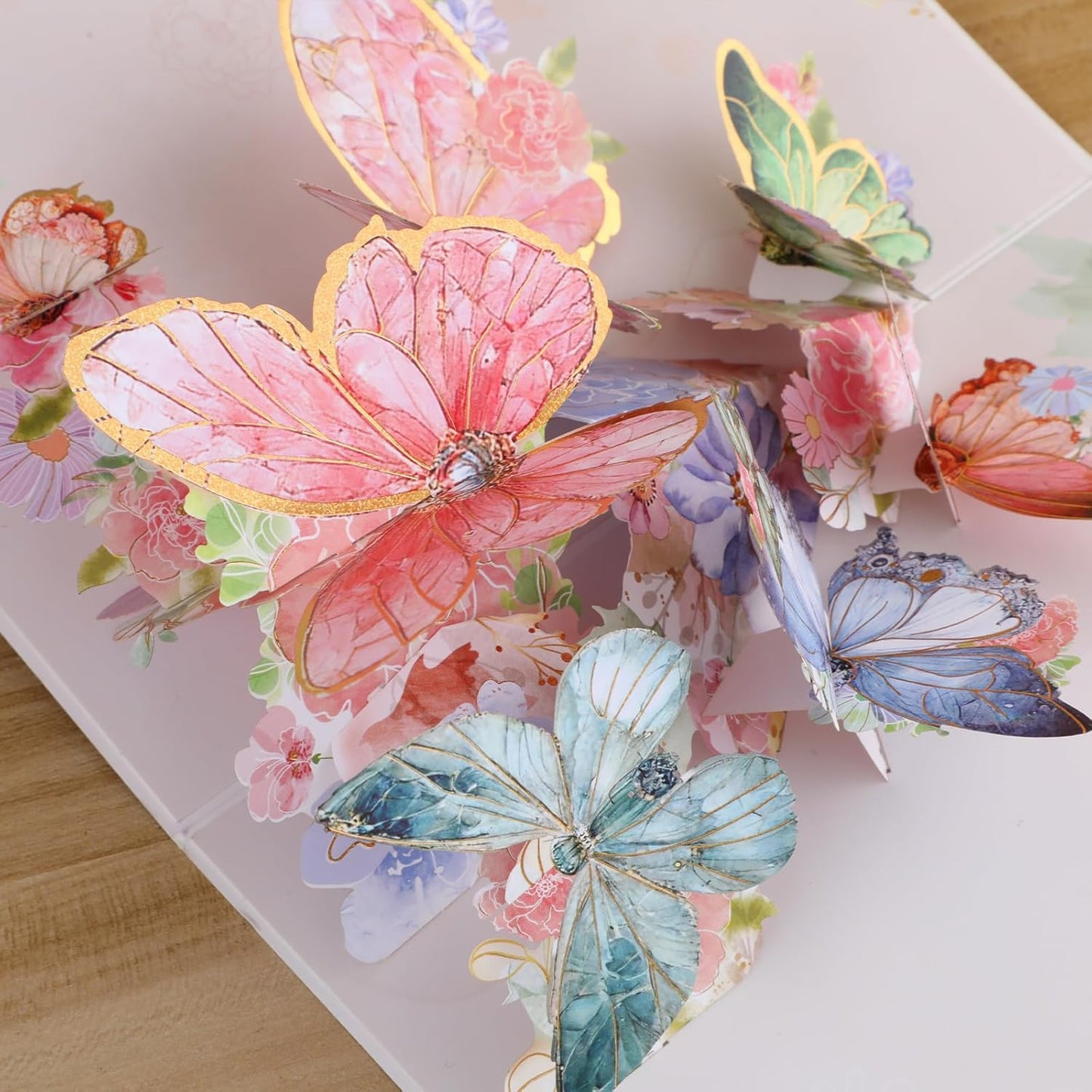 3D Butterfly Greeting Cards, Flowers Pop Up Birthday Cards, for Mom, Sister, Grandmother, Wife, Daughter, and other women, with envelope