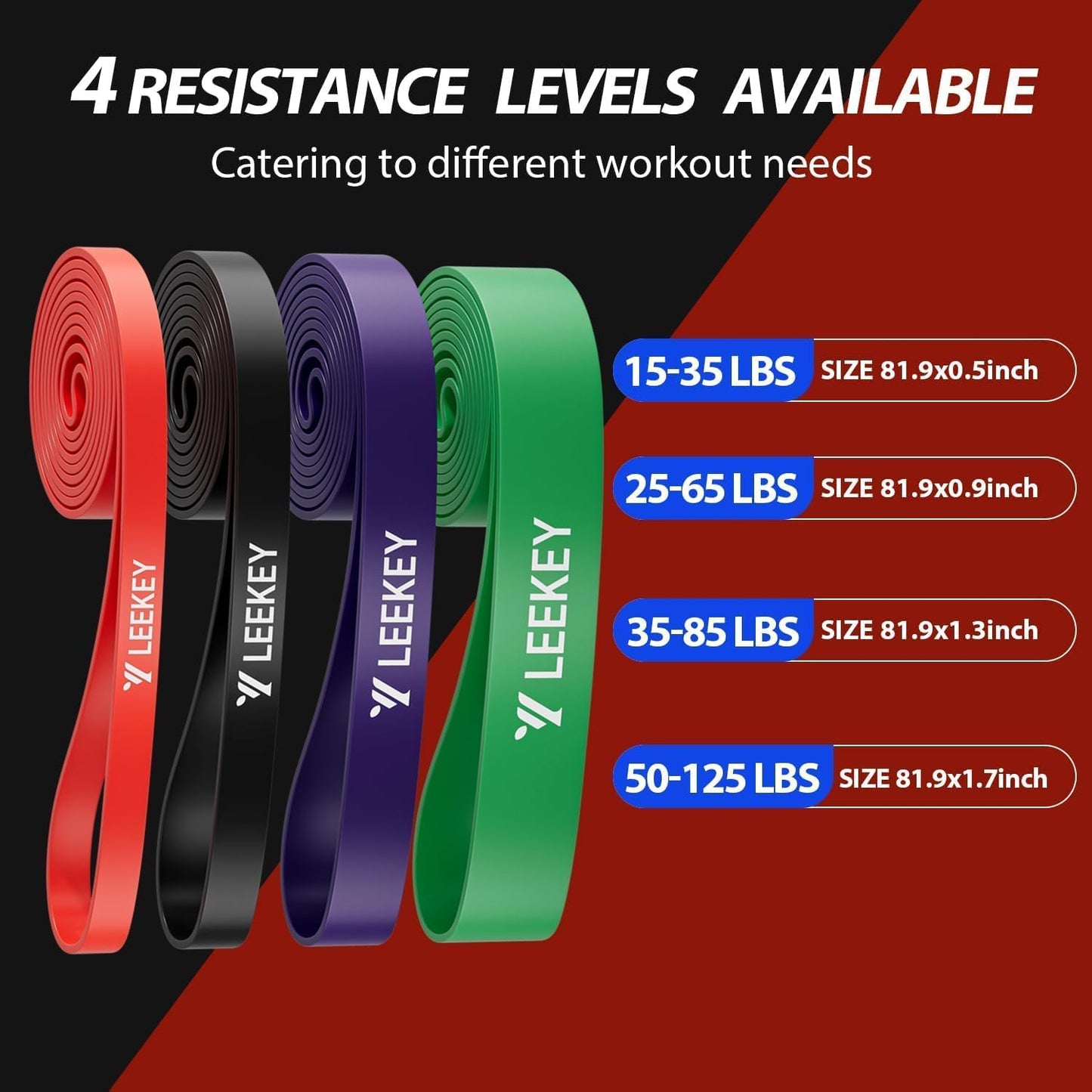LEEKEY Resistance Band Set, Pull Up Assist Bands - Stretch Resistance Band Exercise Bands - Mobility Band Powerlifting Bands for Men and Woman Resistance Training, Physical Therapy,Home Workouts